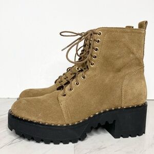 Vince Camuto Mecale Brown Suede Lace Up Combat Boot 8 1/2 M